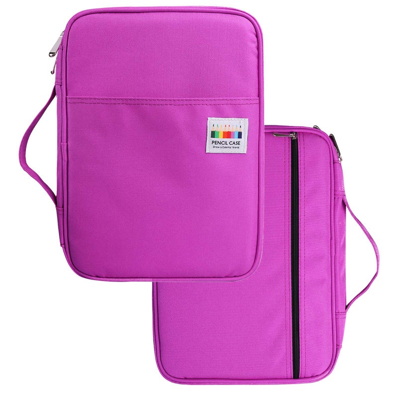 BOMKEE Pencil Case for Adults 220 Slots Colored Pencils Gel Pen Organizer Bag with Zipper for Artist Handy Glitter Gel Pens, Refills, Waterproof Coloring Holder Pencils Case(Purple) - Image 5